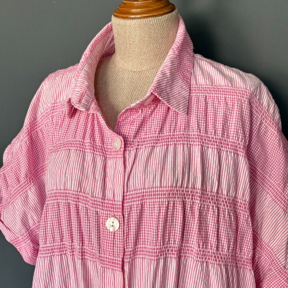 Dress To Kill Gingham Button Down Shirt | One Size | Asymmetrical Lagenlook